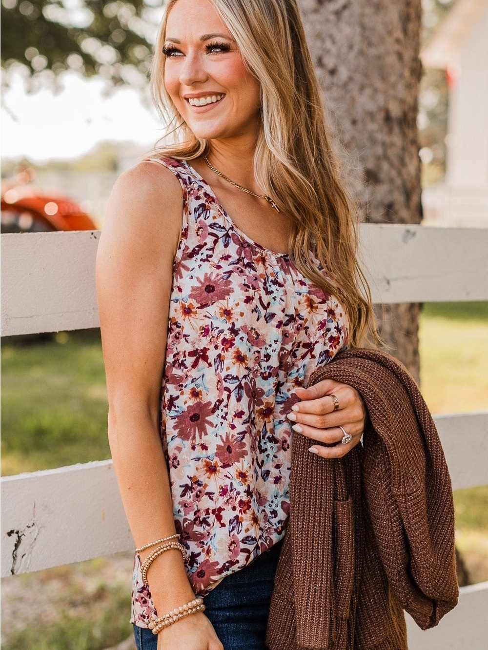 🌺PULSE SEEING THE BEAUTY FLORAL TANK TOP- MAUVE
